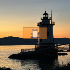 Burning sunset Behind Kingsland Point Lighthouse